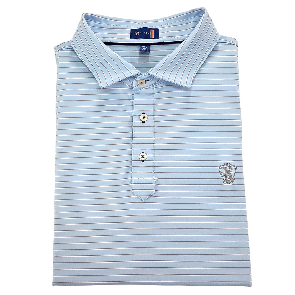 Quiet Luxury Stitch Golf Polo Mens XXL Blue Striped Stretch Performance